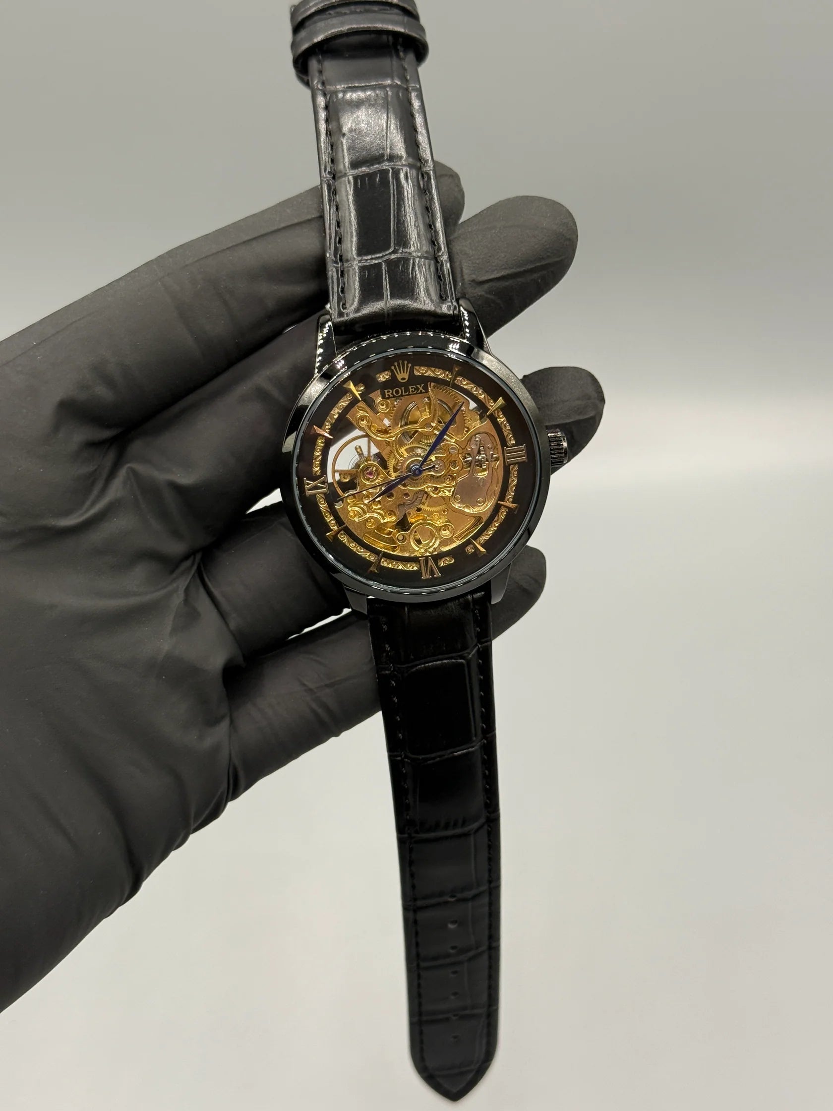 Rolex Automatic Skeleton Leather Strap