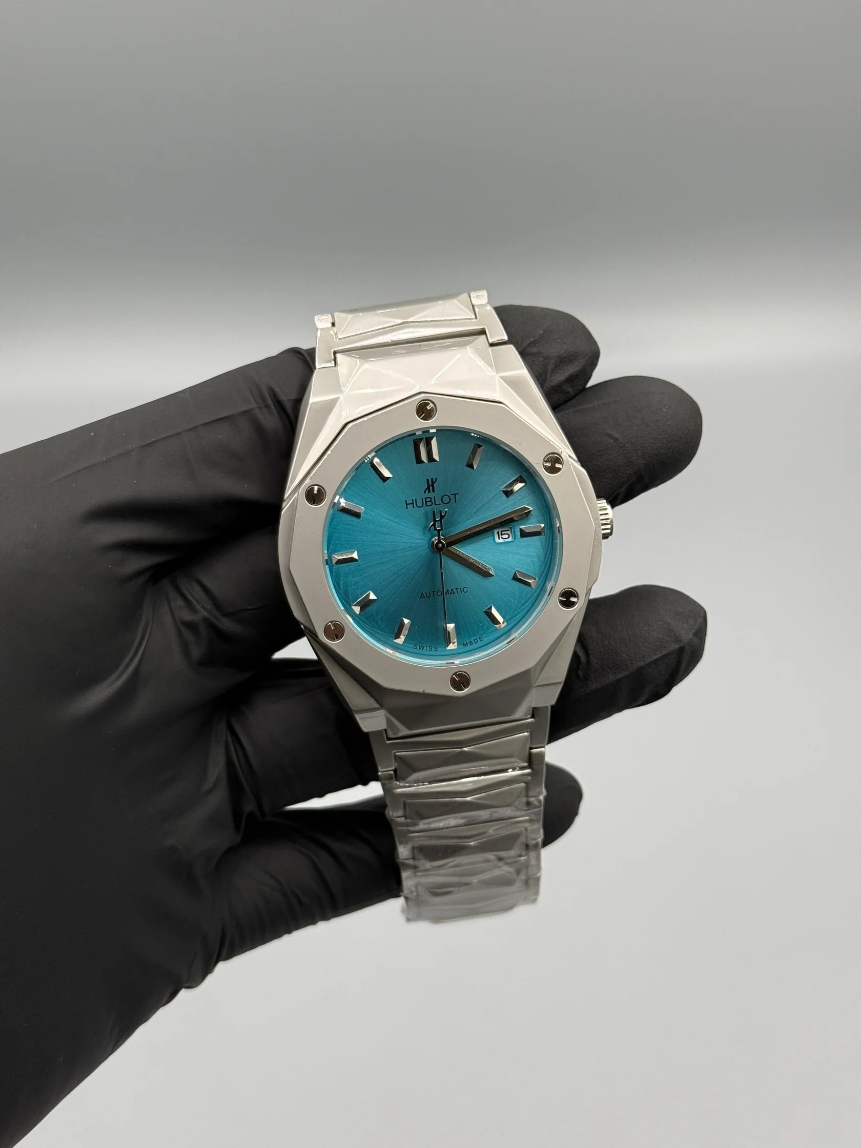 Hublot Diamond Cut Semi Auto Stainless Steel